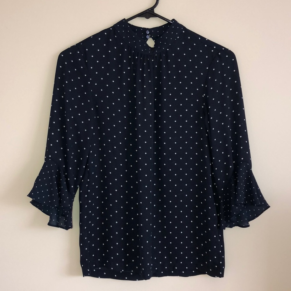 Polka Dot Blouse with Ruffle Sleeves